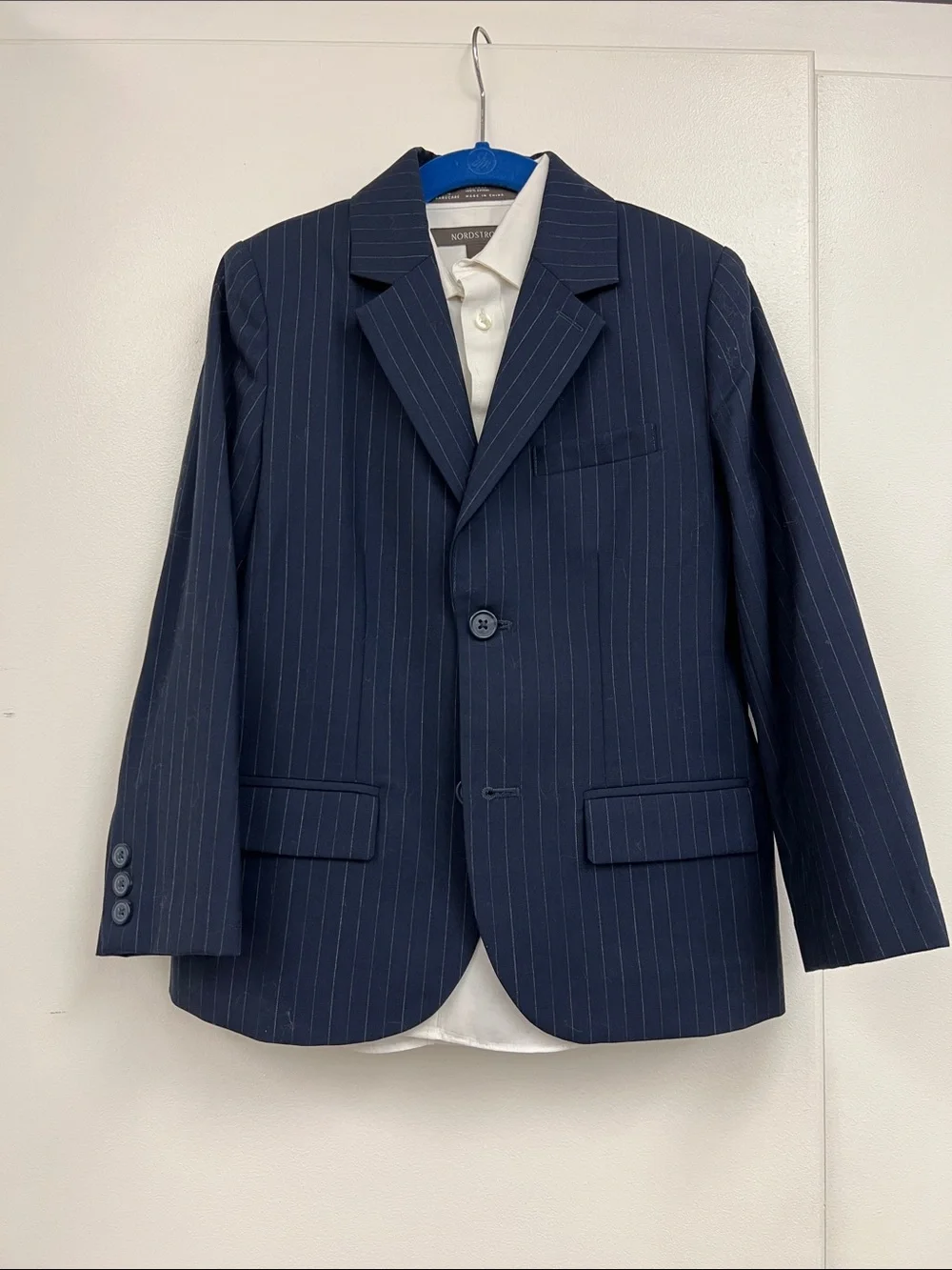 Janie and Jack Navy Blue Pinstripe Boys Blazer Pant Suit Matching Set 3pc Kids 6